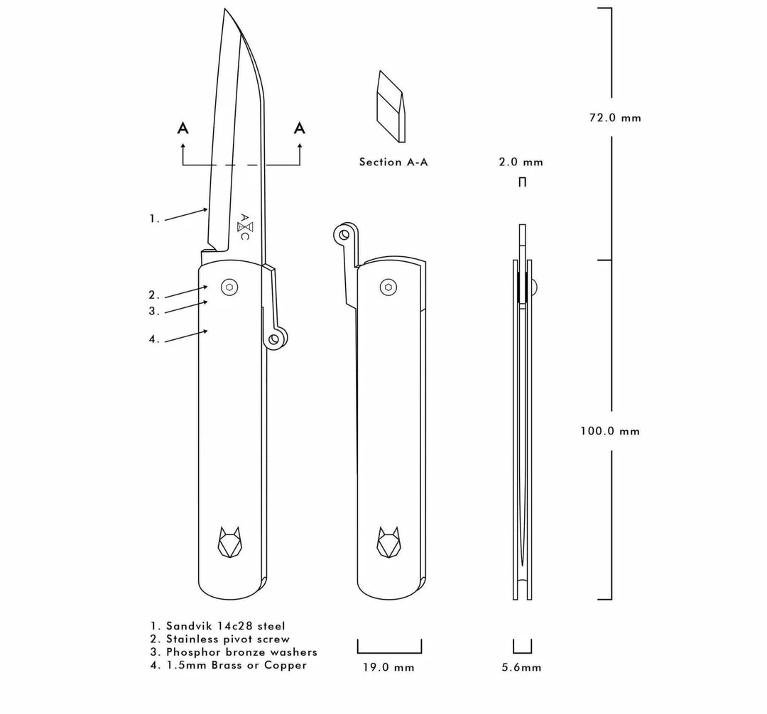 Andersson & Copra Urban Husky Friction Folder Knife Brass (2.9" Stonewash) 5 Andersson & Copra Urban Husky Friction Folder Knife Brass (2.9" Stonewash)