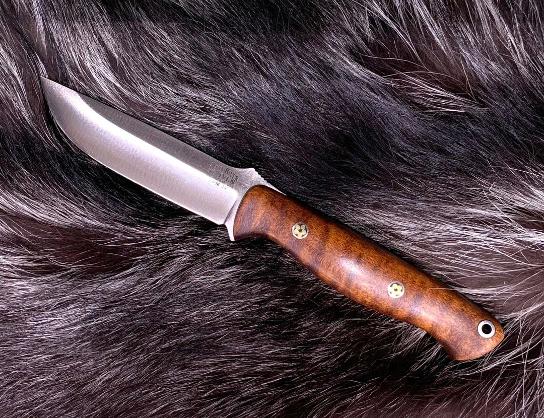 BARK RIVER KNIVES Bark River Gunny CPM 3V Dark Curly Maple, Red Liners, Mosaic Pins 3 BARK RIVER KNIVES Bark River Gunny CPM 3V Dark Curly Maple, Red Liners, Mosaic Pins