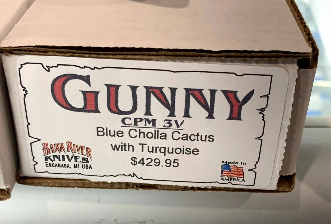 BARK RIVER KNIVES Bark River Gunny CPM 3V Knife W/ Blue Cholla Cactus - Turquoise 9 BARK RIVER KNIVES Bark River Gunny CPM 3V Knife W/ Blue Cholla Cactus - Turquoise