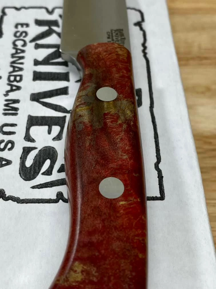 BARK RIVER KNIVES Bark River Mini-Aurora CPM 3V Knife Red & Natural #3 Elder Burl (USA) 10 BARK RIVER KNIVES Bark River Mini-Aurora CPM 3V Knife Red & Natural #3 Elder Burl (USA)