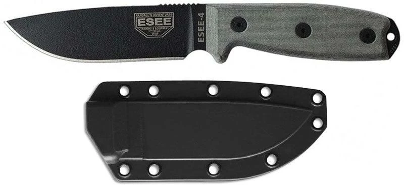 ESEE 4P-B Black Blade Plain Edge, Micarta Handle Black Sheath Clip Plate All Knife Brands 3 ESEE 4P-B Black Blade Plain Edge, Micarta Handle Black Sheath Clip Plate All Knife Brands