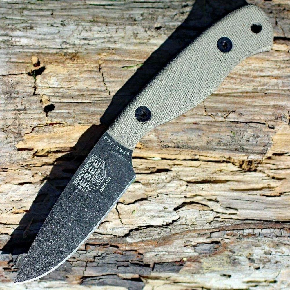 All Knife Brands ESEE Camp-Lore Gibson JG3 Bushcraft Fixed Knife Black Stonewash) 4 All Knife Brands ESEE Camp-Lore Gibson JG3 Bushcraft Fixed Knife Black Stonewash)