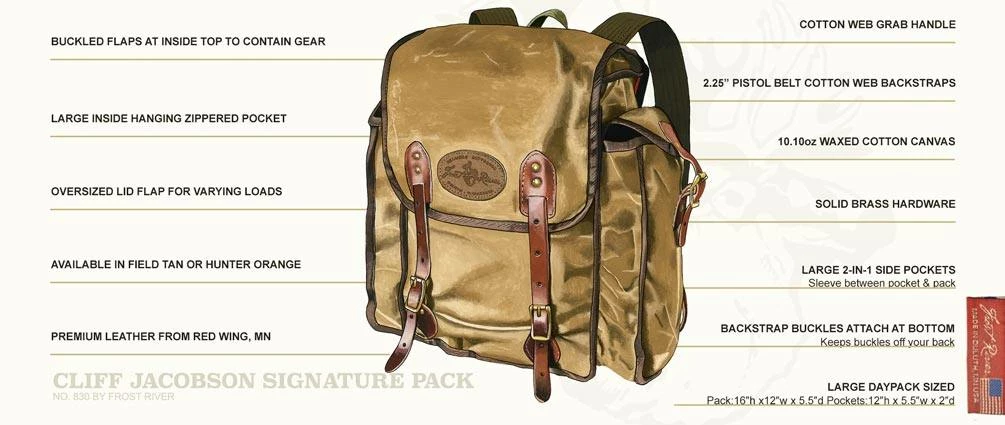 FROST RIVER TRADING Frost River Cliff Jacobson Signature Pack (USA) Canvas Packs 8 FROST RIVER TRADING Frost River Cliff Jacobson Signature Pack (USA) Canvas Packs
