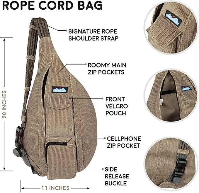 Kavu Gear KAVU Rope Cord Bag Sling Crossbody Corduroy Backpack 5 Kavu Gear KAVU Rope Cord Bag Sling Crossbody Corduroy Backpack