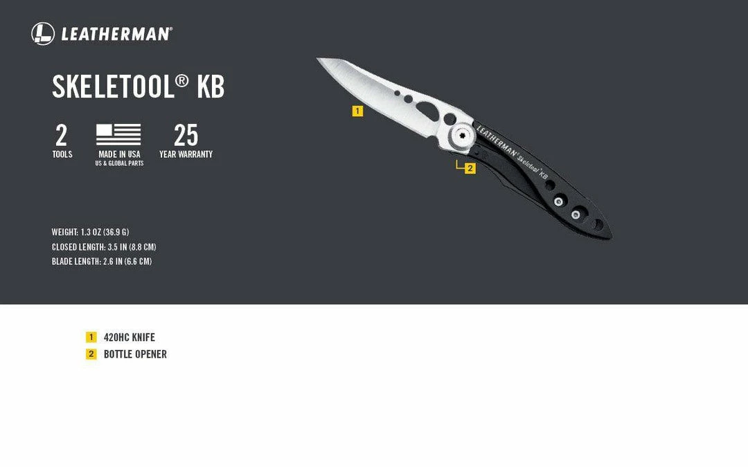 Leatherman Tools Leatherman Skeletool KB Folding Knife 2.6" Stainless Steel 832385 (USA) 8 Leatherman Tools Leatherman Skeletool KB Folding Knife 2.6" Stainless Steel 832385 (USA)