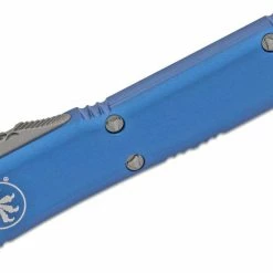 Microtech 122-4BL Ultratech Auto OTF 3.46" Satin D/E Blue Handles All Knife Brands