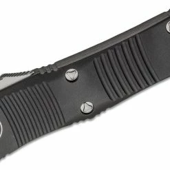 All Knife Brands Microtech 138-12 Troodon D/E F/S - Black Handle - Full Serrations - Stonewash Blade