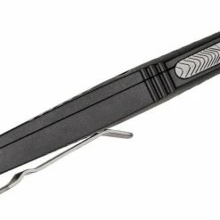 All Knife Brands Microtech 138-12 Troodon D/E F/S - Black Handle - Full Serrations - Stonewash Blade