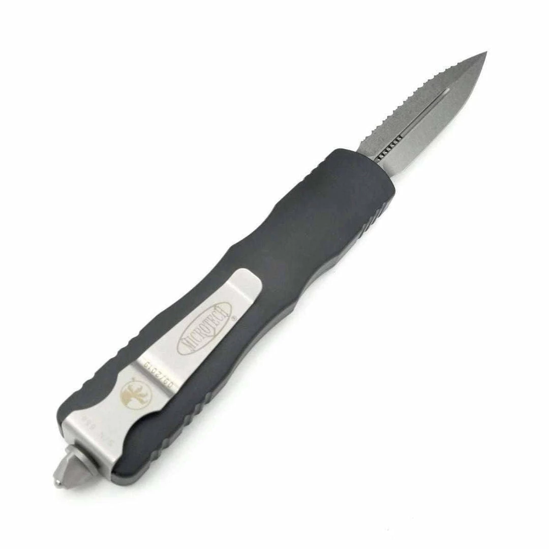 All Knife Brands Microtech 227-12 Dirac Delta D/E - Black Handle - Stonewashed Full Serration 4 All Knife Brands Microtech 227-12 Dirac Delta D/E - Black Handle - Stonewashed Full Serration