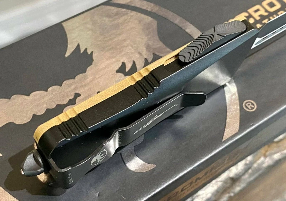 All Knife Brands Microtech 238-1GTTAS Troodon Mini 1.99" D/E SS Tan G10 OTF Auto Knife 6 All Knife Brands Microtech 238-1GTTAS Troodon Mini 1.99" D/E SS Tan G10 OTF Auto Knife
