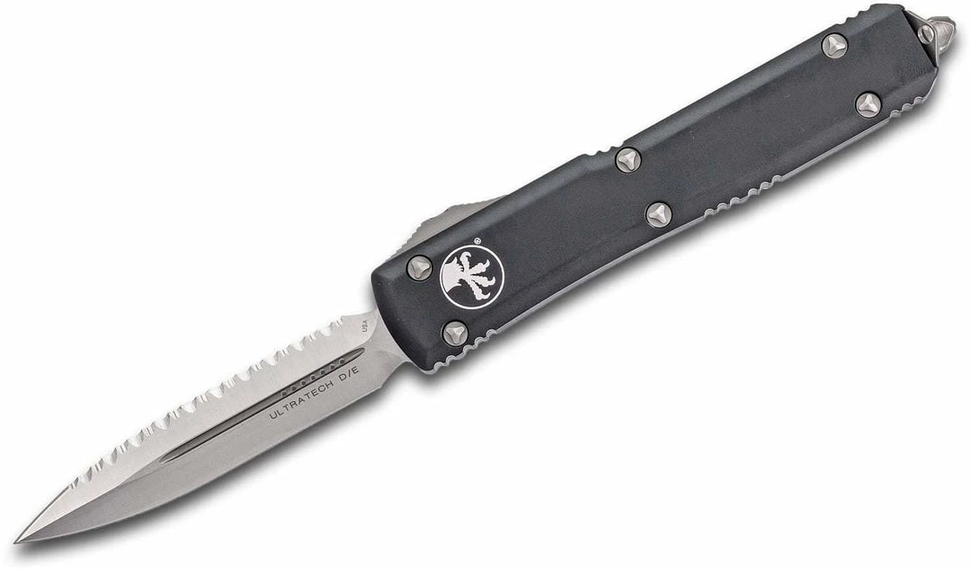All Knife Brands Microtech Ultratech OTF 3.46" Satin Plain/Serrated D/E Black Handles 122-6 3 All Knife Brands Microtech Ultratech OTF 3.46" Satin Plain/Serrated D/E Black Handles 122-6