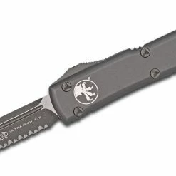 Microtech Ultratech Tactical Auto OTF 3.46" Fully Serrated Black Tanto Blade,
