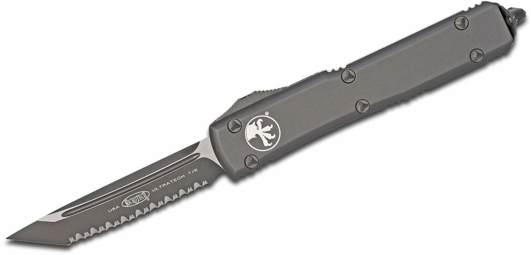 Microtech Ultratech Tactical Auto OTF 3.46" Fully Serrated Black Tanto Blade, 3 Microtech Ultratech Tactical Auto OTF 3.46" Fully Serrated Black Tanto Blade,