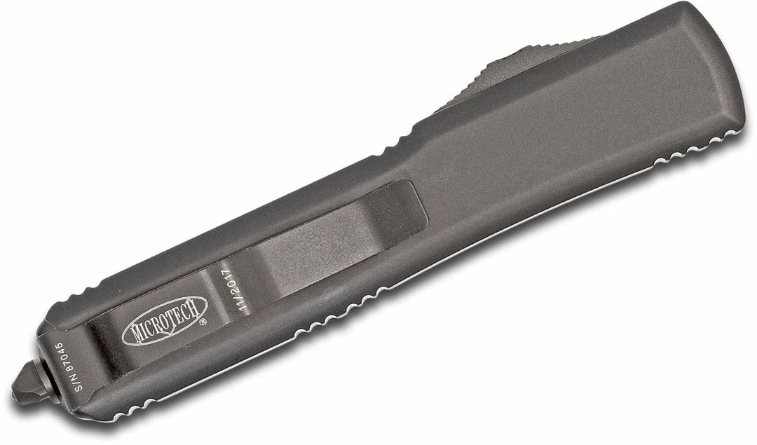 Microtech Ultratech Tactical Auto OTF 3.46" Fully Serrated Black Tanto Blade, 6 Microtech Ultratech Tactical Auto OTF 3.46" Fully Serrated Black Tanto Blade,