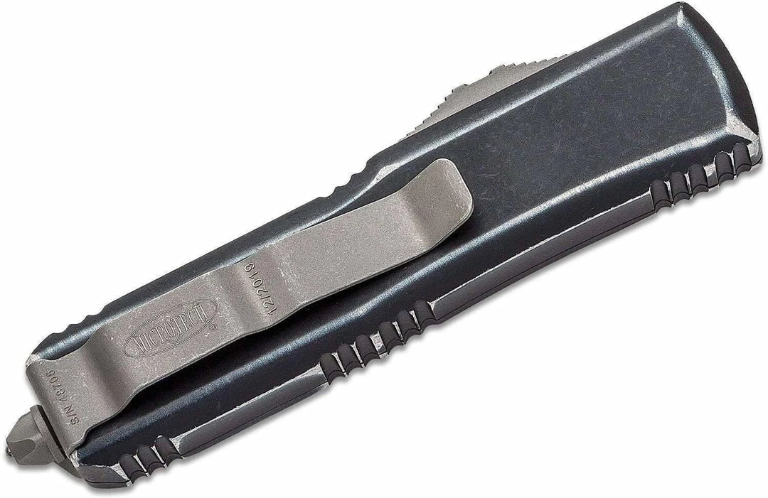 Microtech UTX-85 AUTO OTF Knife 3" Apocalyptic D/E Black Distressed 232-10DBK 5 Microtech UTX-85 AUTO OTF Knife 3" Apocalyptic D/E Black Distressed 232-10DBK