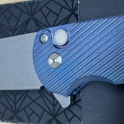 PROTECH KNIVES Pro-Tech Malibu 5241 Blue Titanium Custom Reverse Tanto Flipper