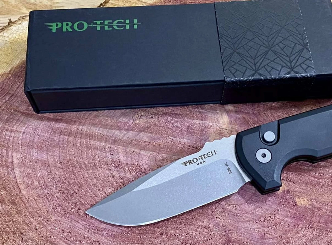PROTECH KNIVES Pro-Tech Rockeye Auto Black Handle, Stonewash S35VN Blade LG301 3 PROTECH KNIVES Pro-Tech Rockeye Auto Black Handle, Stonewash S35VN Blade LG301