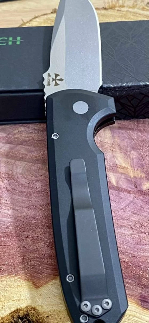 PROTECH KNIVES Pro-Tech Rockeye Auto Black Handle, Stonewash S35VN Blade LG301 10 PROTECH KNIVES Pro-Tech Rockeye Auto Black Handle, Stonewash S35VN Blade LG301