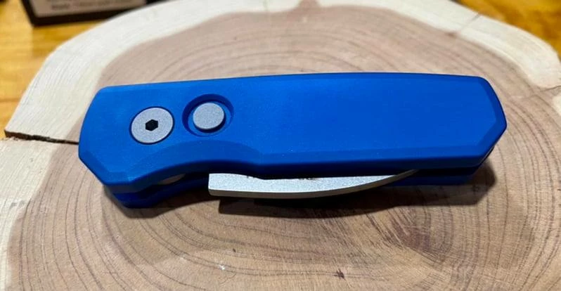 PROTECH KNIVES Pro-Tech Runt 5 Blue Handle Stonewash Wharncliffe 20-CV (R5101-Blue) All Knife Brands 4 PROTECH KNIVES Pro-Tech Runt 5 Blue Handle Stonewash Wharncliffe 20-CV (R5101-Blue) All Knife Brands