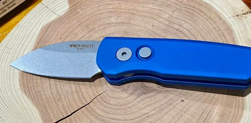PROTECH KNIVES Pro-Tech Runt 5 Blue Handle Stonewash Wharncliffe 20-CV (R5101-Blue) All Knife Brands 6 PROTECH KNIVES Pro-Tech Runt 5 Blue Handle Stonewash Wharncliffe 20-CV (R5101-Blue) All Knife Brands