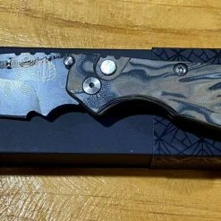 PROTECH KNIVES Pro-Tech Strider SnG Custom Auto Camo G-10 Damascus Blade Pearl Button 2436-DAMASCUS All Knife Brands