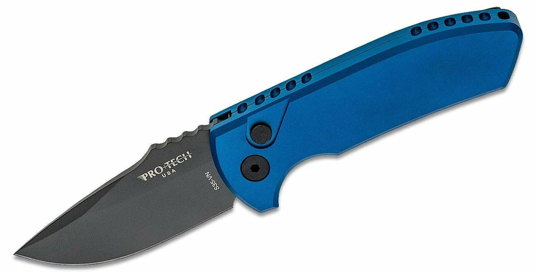 Protech Knives Les George SBR Black DLC Blue Handle Knife LG403-BLUE 3 Protech Knives Les George SBR Black DLC Blue Handle Knife LG403-BLUE