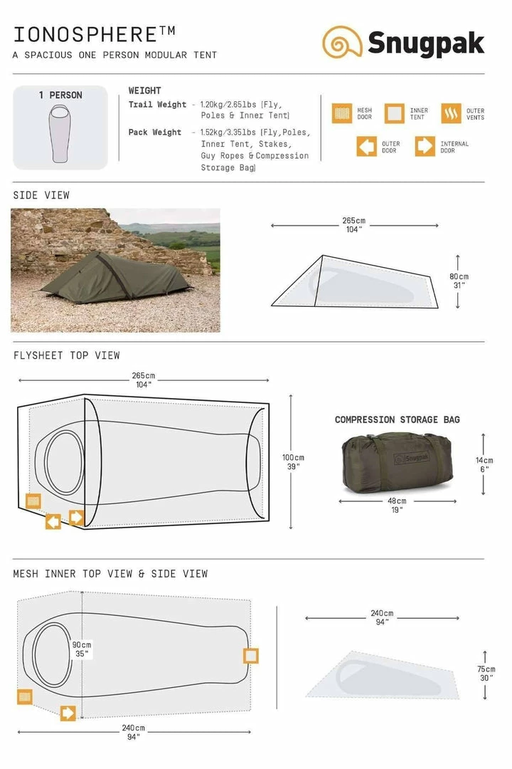 Tents & Shelters Snugpak Ionosphere Tent 1 Person Tent 4 Tents & Shelters Snugpak Ionosphere Tent 1 Person Tent