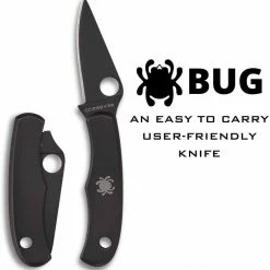 Spyderco Bug Non-Locking Knife Black Steel Blade C133BKP Spyderco Knives