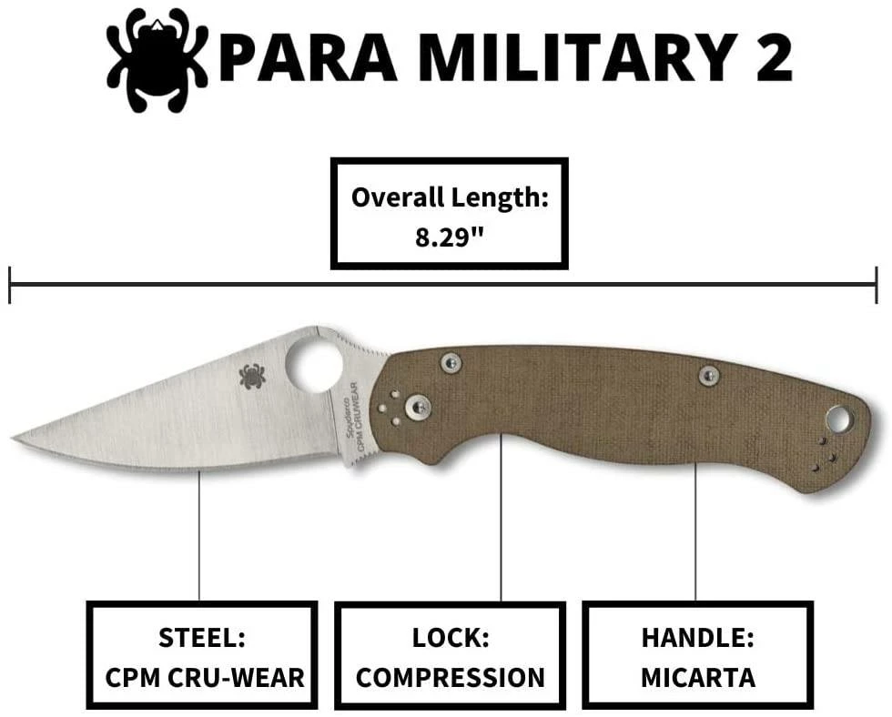 Spyderco Paramilitary 2 C81MPCW2 Folding Knife 3.47" CruWear Canvas Micarta Spyderco Knives 11 Spyderco Paramilitary 2 C81MPCW2 Folding Knife 3.47" CruWear Canvas Micarta Spyderco Knives