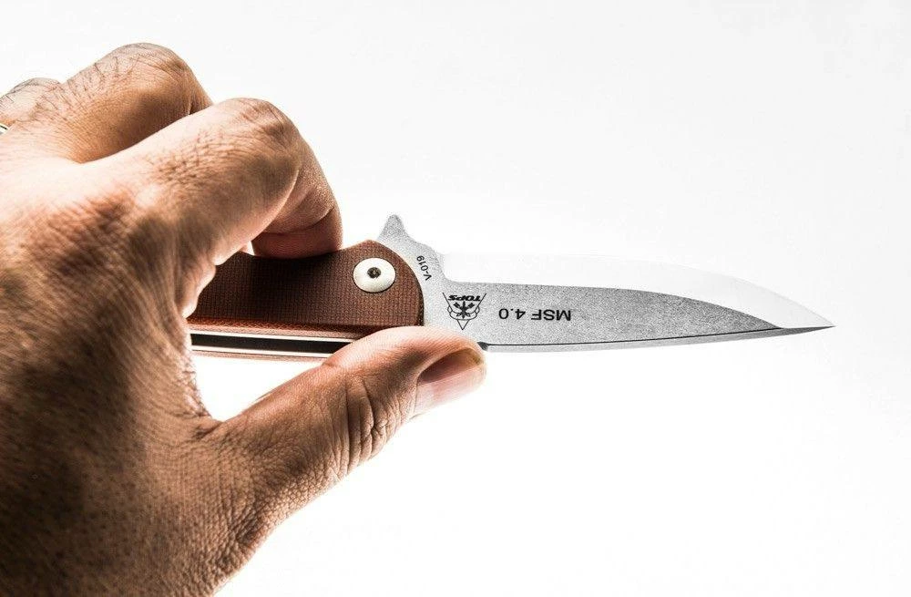 TOPS KNIVES TOPS MSF-4.0 Mini Scandi Flipper Knife 3.25" N690Co Two-Tone Blade All Knife Brands 7 TOPS KNIVES TOPS MSF-4.0 Mini Scandi Flipper Knife 3.25" N690Co Two-Tone Blade All Knife Brands